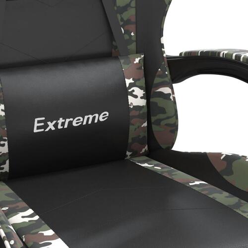 Drejelig gamingstol med fodstøtte kunstlæder sort camouflage