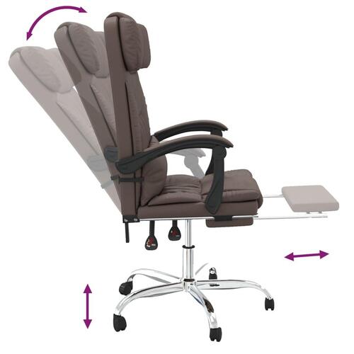 Kontorstol med massagefunktion kunstlæder brun