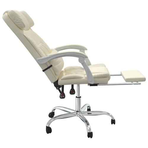 Kontorstol med massagefunktion kunstlæder cremefarvet