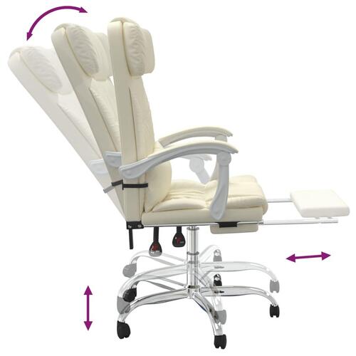 Kontorstol med massagefunktion kunstlæder cremefarvet