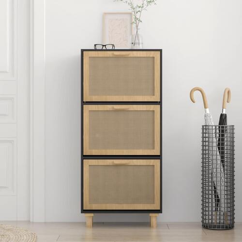 Skoskab 52x25x115 cm konstrueret træ og naturlig rattan