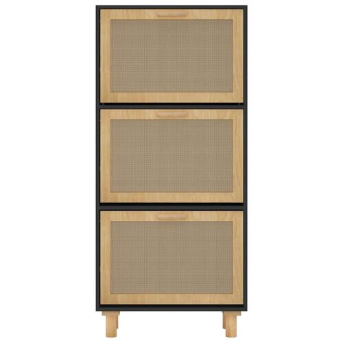 Skoskab 52x25x115 cm konstrueret træ og naturlig rattan