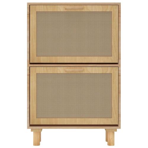 Skoskab 52x25x80 cm konstrueret træ og naturlig rattan brun