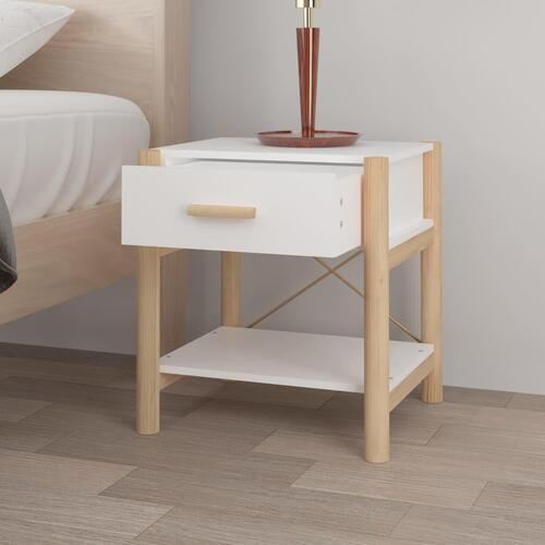 Sengeborde 2 stk. 42x38x45 cm konstrueret træ hvid