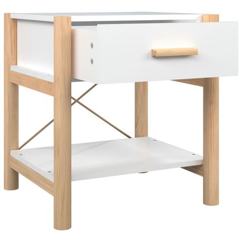 Sengeborde 2 stk. 42x38x45 cm konstrueret træ hvid