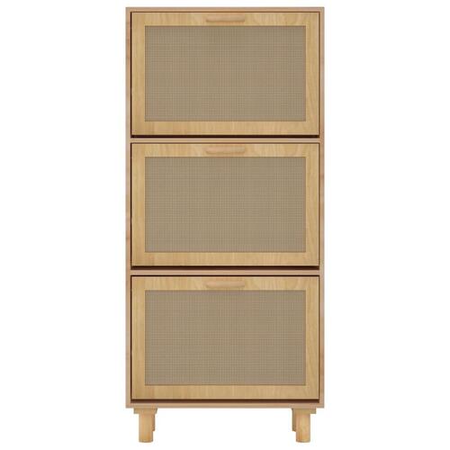 Skoskab 52x25x115 cm konstrueret træ og naturlig rattan brun
