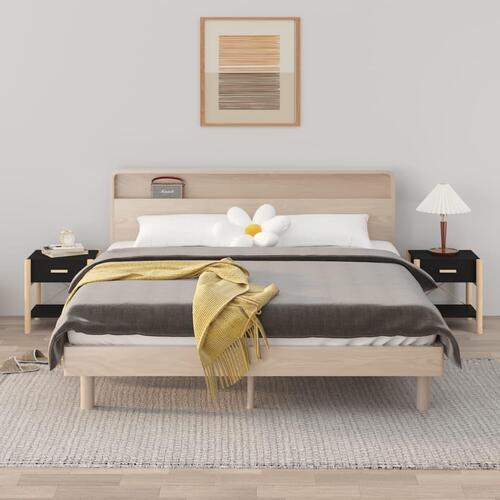 Sengeborde 2 stk. 42x38x45 cm konstrueret træ sort