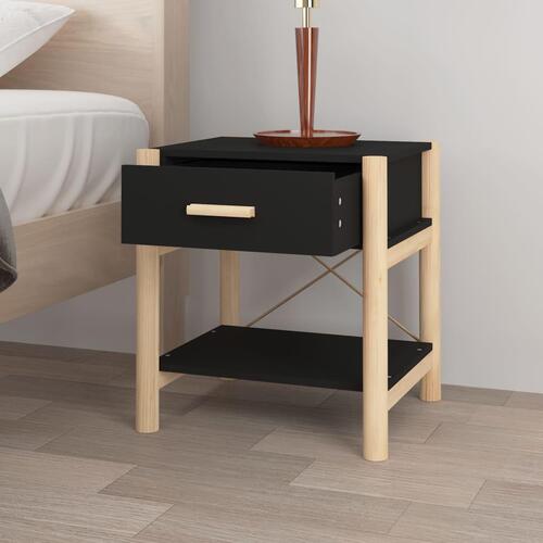 Sengeborde 2 stk. 42x38x45 cm konstrueret træ sort