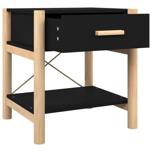 Sengeborde 2 stk. 42x38x45 cm konstrueret træ sort