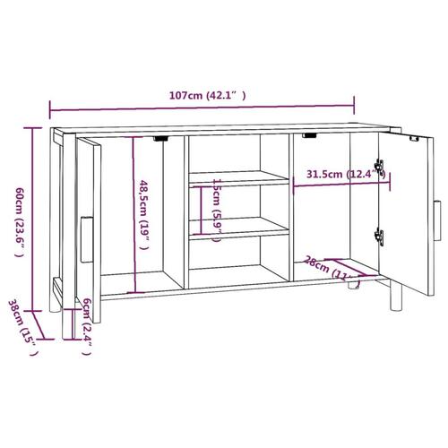 Skænk 107x38x60 cm konstrueret træ hvid