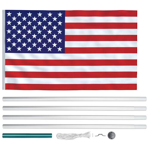 Det amerikanske flag og flagstang 6,2 m aluminium