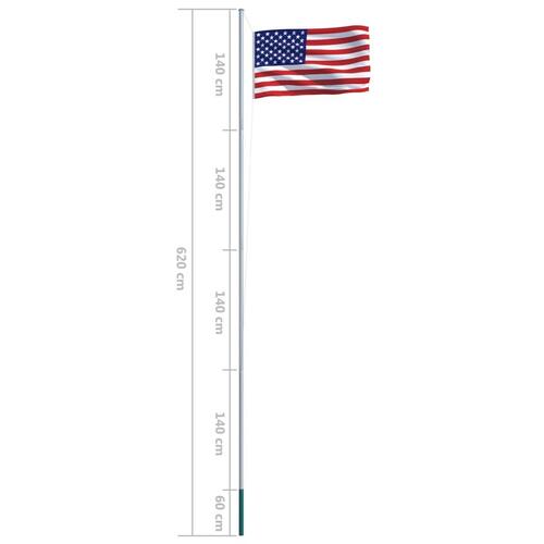 Det amerikanske flag og flagstang 6,2 m aluminium