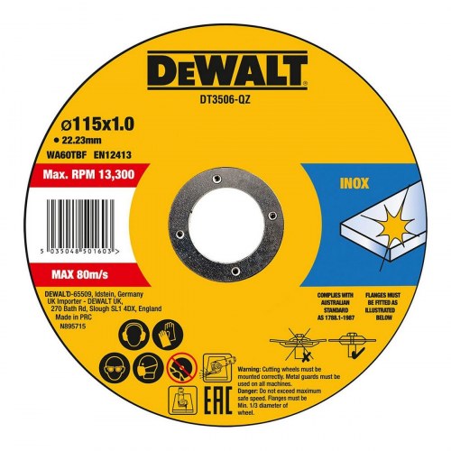 Skæreskive til vinkelsliber Dewalt Fast Cut DT3506-QZ - 115 x 1 x 22,23 mm (10 stk.)
