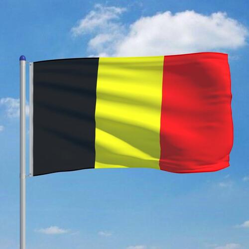 Belgiens flag og flagstang 6 m aluminium