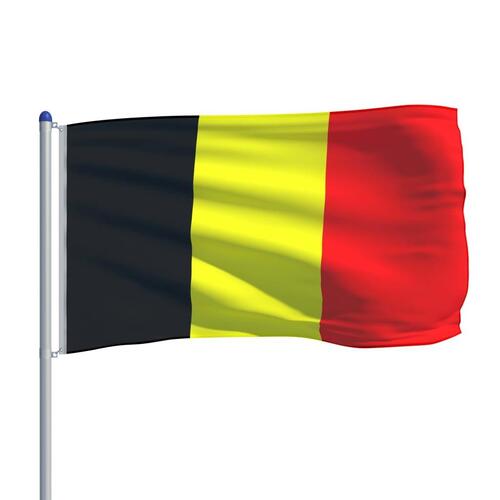 Belgiens flag og flagstang 6 m aluminium