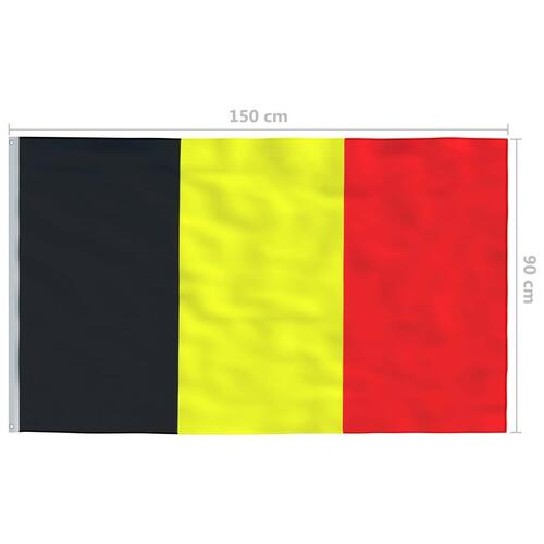 Belgiens flag og flagstang 6 m aluminium