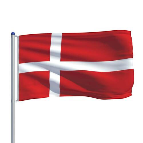 Danmarks flag og flagstang 6 m aluminium