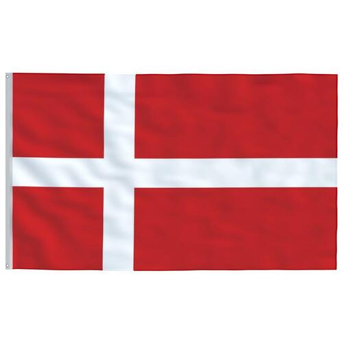 Danmarks flag og flagstang 6 m aluminium