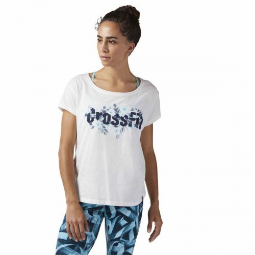 Reebok Floral Easy Crossfit T-shirt til kvinder, hvid - XS