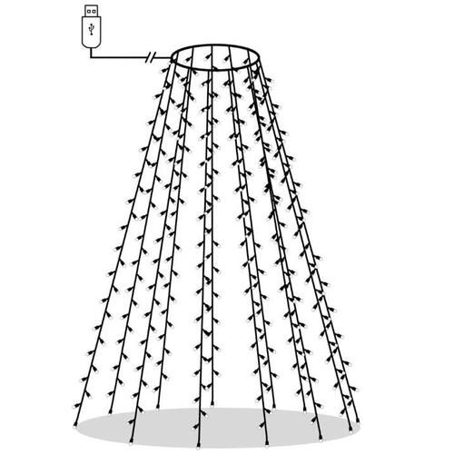 Lysnet til juletræ 250 lysdioder 250 cm flerfarvet