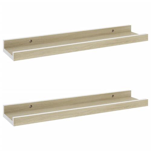 Væghylder 2 stk. 40x9x3 cm hvid og sonoma-eg