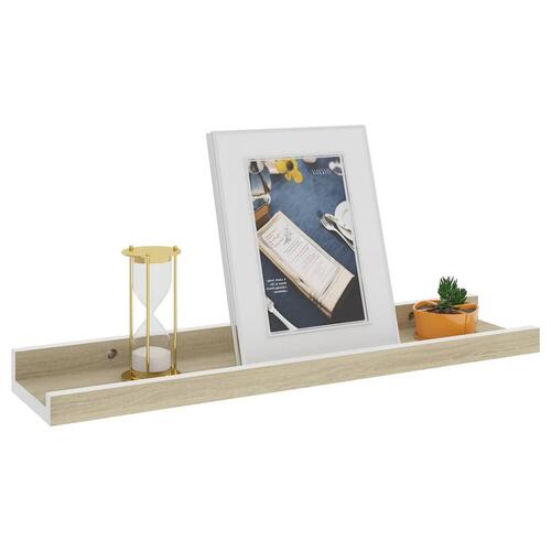 Væghylder 2 stk. 40x9x3 cm hvid og sonoma-eg