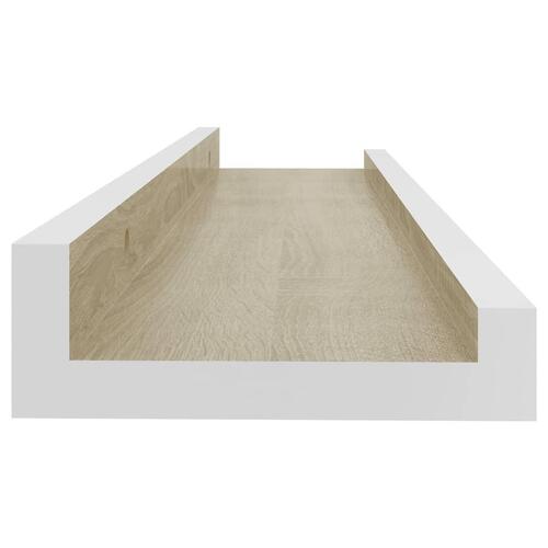 Væghylder 2 stk. 40x9x3 cm hvid og sonoma-eg