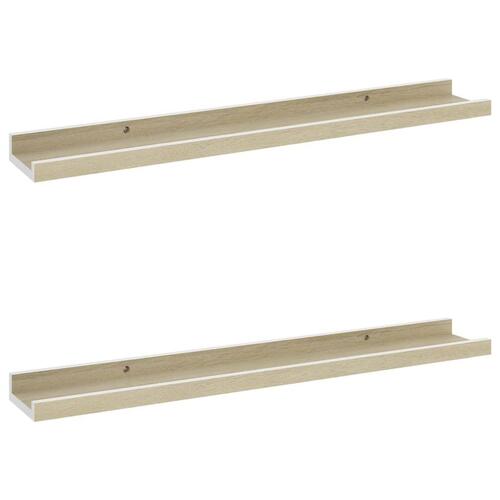 Væghylder 2 stk. 60x9x3 cm hvid og sonoma-eg