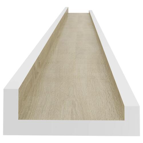 Væghylder 2 stk. 115x9x3 cm hvid og sonoma-eg