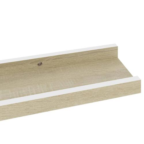 Væghylder 4 stk. 60x9x3 cm hvid og sonoma-eg