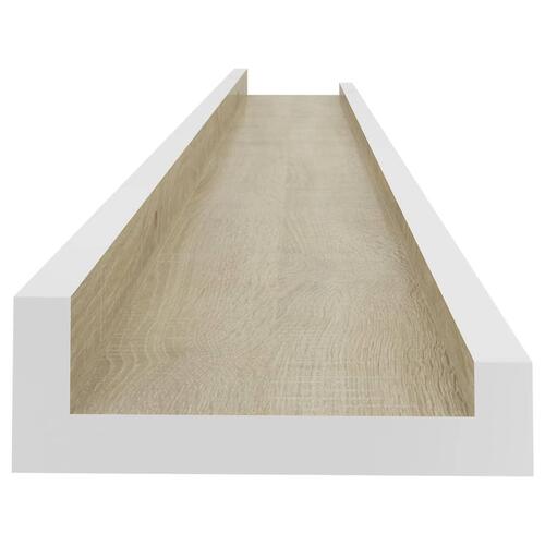 Væghylder 4 stk. 80x9x3 cm hvid og sonoma-eg