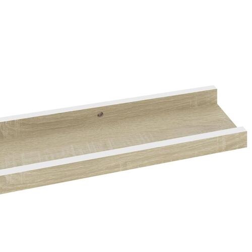 Væghylder 4 stk. 80x9x3 cm hvid og sonoma-eg