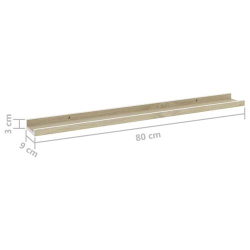 Væghylder 4 stk. 80x9x3 cm hvid og sonoma-eg