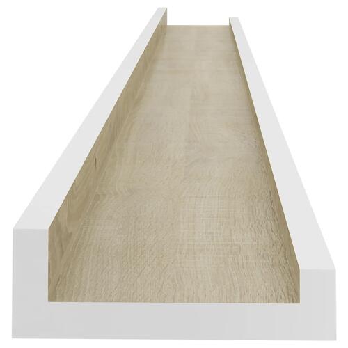 Væghylder 4 stk. 100x9x3 cm hvid og sonoma-eg