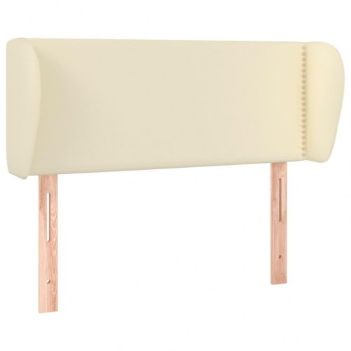 Sengegavl med kanter 103x23x78/88 cm kunstlæder cremefarvet