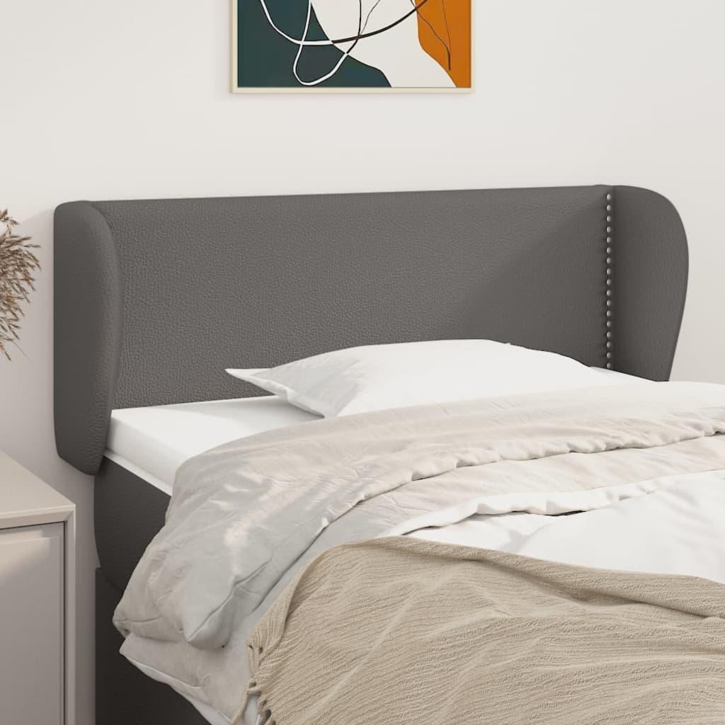 Sengegavl med kanter 103×23×78/88 cm - kunstlæder, grå
