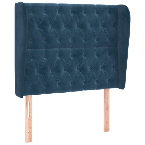 Sengegavl med kanter 103 x 23 x 118/128 cm fløjl mørkeblå