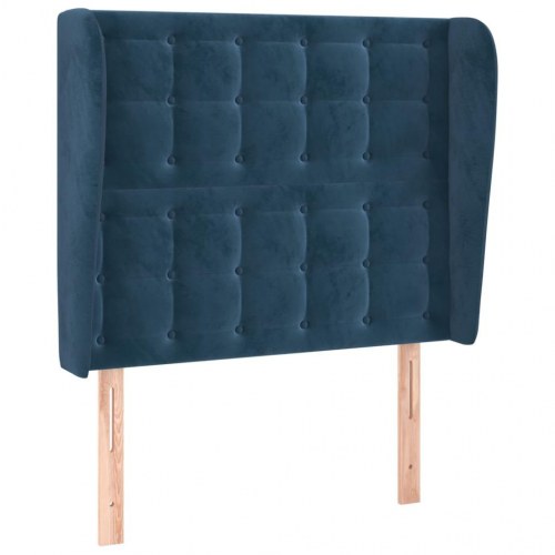 Sengegavl med kanter i fløjl 103 x 23 x 118/128 cm - mørkeblå