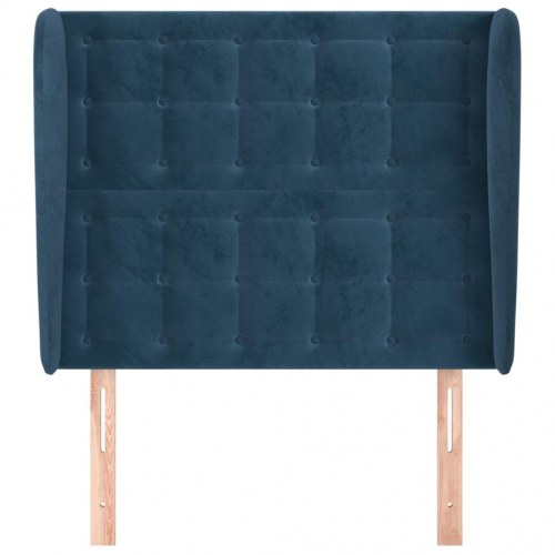 Sengegavl med kanter i fløjl 103 x 23 x 118/128 cm - mørkeblå