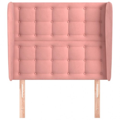 Sengegavl med kanter i fløjl 103 x 23 x 118/128 cm - lyserød