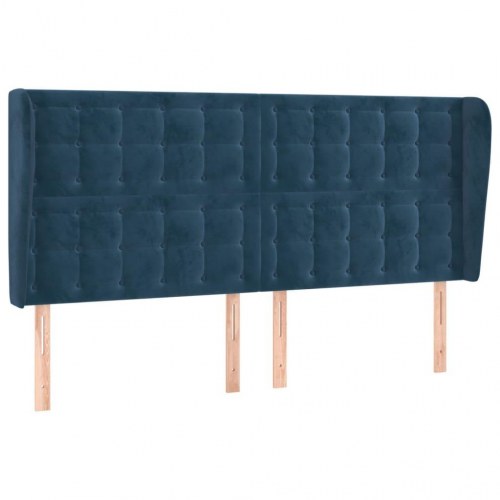 Sengegavl med kanter 203 x 23 x 118-128 cm - mørkeblå