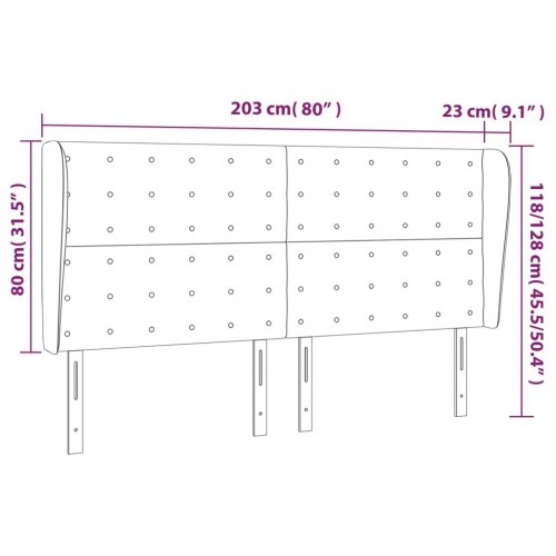 Sengegavl med kanter 203 x 23 x 118-128 cm - mørkeblå