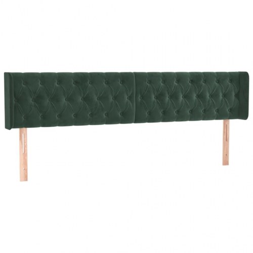 Sengegavl med kanter 203 x 16 x 78/88 cm - mørkegrøn fløjl