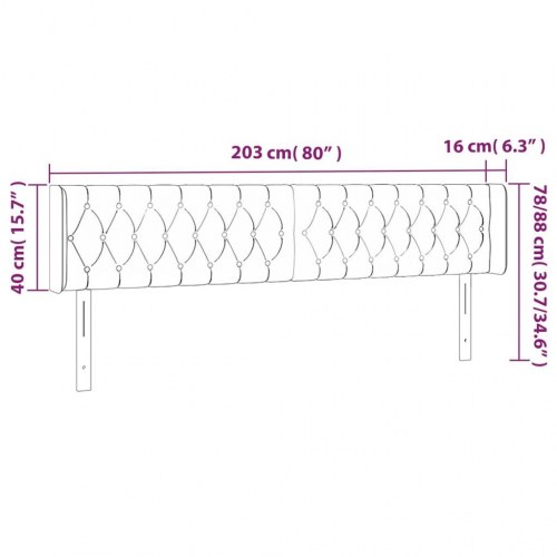 Sengegavl med kanter 203 x 16 x 78/88 cm - mørkegrøn fløjl