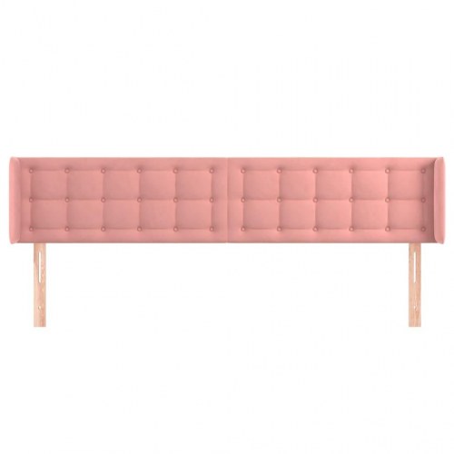 Sengegavl med kanter 203 x 16 x 78/88 cm fløjl - lyserød