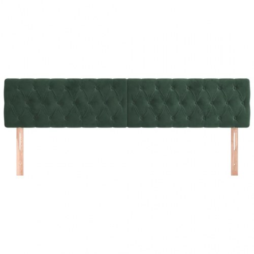 Sengegavl i fløjl - 200 × 7 × 78/88 cm, mørkegrøn