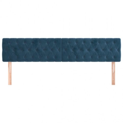 Sengegavl i fløjl - 200 × 7 × 78/88 cm, mørkeblå