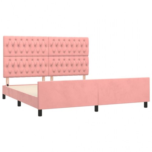 Sengeramme med sengegavl 180×200 cm - fløjl, pink