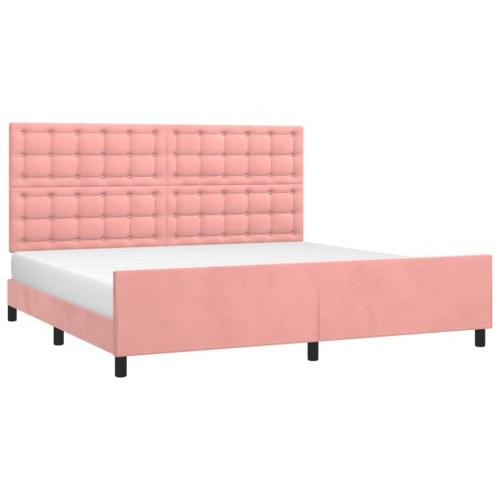 Sengeramme med sengegavl 200x200 cm i fløjl - pink