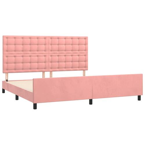 Sengeramme med sengegavl 200x200 cm fløjl pink